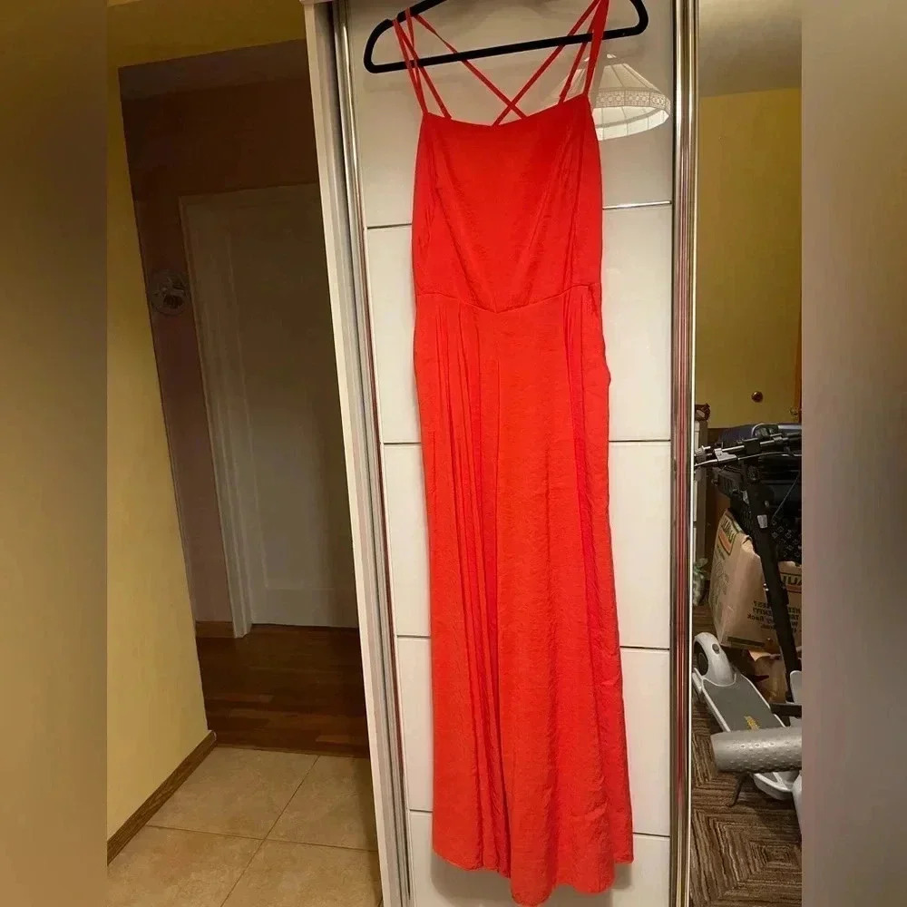 Zara? Strapped Maxi Dress Open Back Coral Color  Size S/M